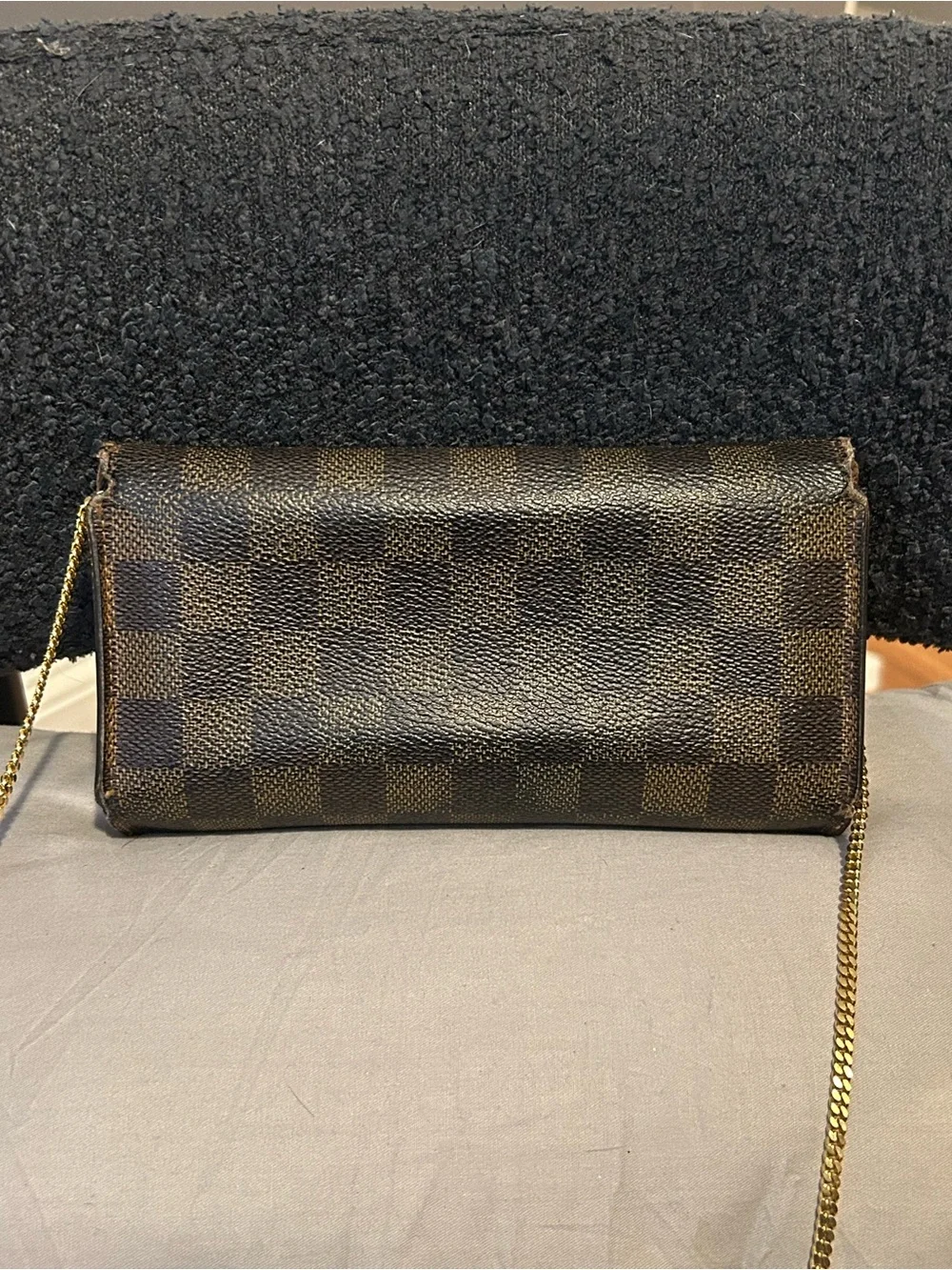 Louis Vuitton Damier Ebene Wallet with Gold Chain - Picture 2 of 11